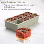 1/2 Cup Silicone Freezer Tray With Lid - Silicone Freezer Molds 2-Pack For meal prep & freezing of various sauces and other dishes, makes 16 perfect 1/2 cup portions cubes（Green 2 Pack）