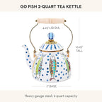 MACKENZIE-CHILDS Enamel Tea Kettle, Cute Tea Kettle for Stovetop, 2 Quarts, Go Fish