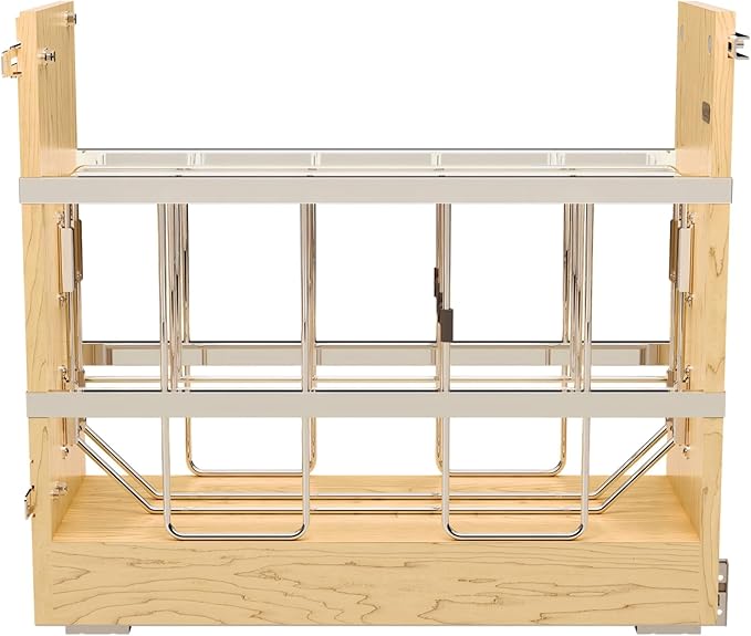Rev-A-Shelf 5" Pullout Wooden Bakeware Organizer Shelf for Base Kitchen Cabinets w/ Soft-Close and 100 Pound Ball-Bearings, 447-BCBBSC-5C