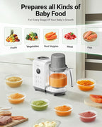 Bear Baby Food Maker with Two Layer Steam Baskets, One Step Baby Food Processor Steamer Puree Blender, Baby Food Mill with Bottle Warming Sterili-zing Auto Cleaning Function, BPA-Free, White