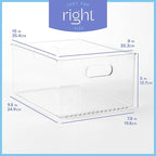 2 Pack Clear Plastic Organizer Bins with Handles for Home Organization. Storage Containers for Organizing Fridge, Freezer, Cabinet. Pantry, Great for Kitchen, Garage, Laundry Room. 10"x8"x5"