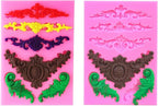 Rainmae Baroque Style Curlicues Scroll Lace Fondant Silicone Mold for Filigree Mold 3D Sculpted Flower Cake Border Decoration, Cupcake Topper, Jewelry, Polymer Clay, Crafting Projects