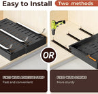 2 Pack Pull Out Cabinet Organizer, Drawers Slide Out Expandable Width (12"-19") and Depth (17"-23") With 3 Slides, Fixed with Adhesive Film and Nail for Cabinets in Kitchen, Pantry or Bathroom - Black