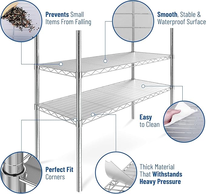 Sterling Shelf Liners for Wire Shelf System: Set of 5 in Graphite: 12 x 22 inch: Plastic Wire Shelving Mats