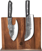 Coolina Walnut Magnetic Knife Holder, Elegant Design Knives Block Stand, Multifunctional, Double Side Magnets with Steel Base