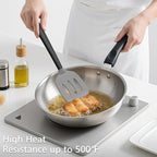 Coukre 3 Pack Silicone Spatula Set, High Heat Resistant, BPA-Free, Fish Spatula, Solid & Slotted Turner for Non-Stick Pans, Flipping Eggs, Pancakes, Fish, Burgers (3, GrayBlack)