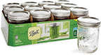 Ball Wide Mouth Pint 16-Ounce Glass Mason Jar with Lids and Bands, 12-Count