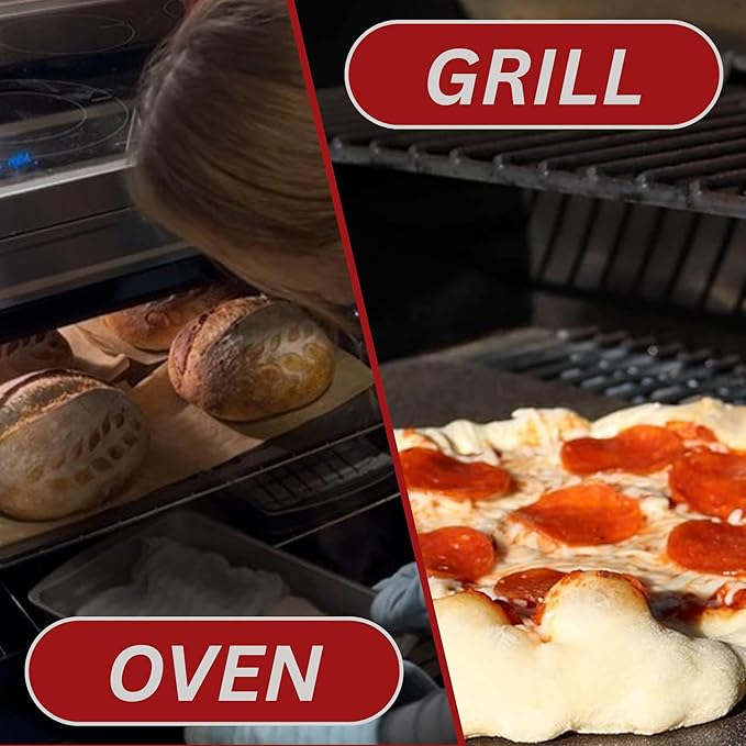 ThermiChef 14" by 14" Pizza Steel (3/8" Deluxe Thickness) - Multipurpose Cooking Steel for Ovens & Grills - Made in the USA