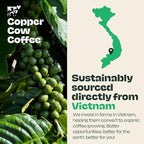 Copper Cow Premium Vietnamese Whole Bean Coffee, 12 OZ | Organic Classic | Dark Roast | Vietnamese Coffee