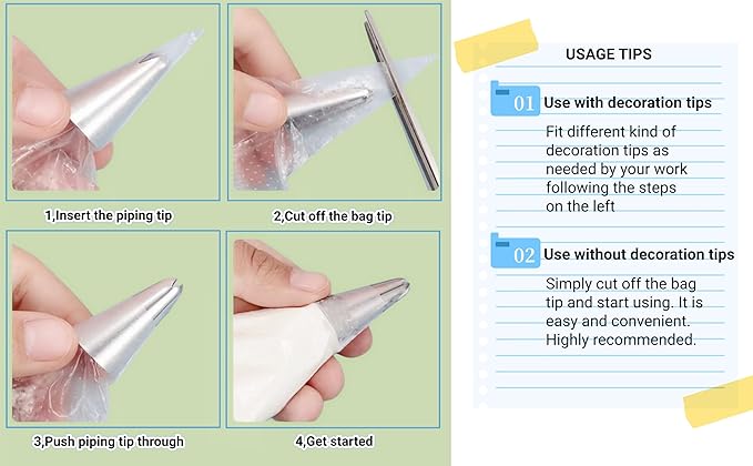 21 Inch Extra Large Piping Bags 200 Pack - Disposable Pastry Bags - Thick Anti-Burst Pastry Icing Frosting Piping Bags For Decorating Cupcakes Cakes Cookies (Large 21 Inch-200 Pack)