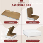 [250 Pack] Pastry Boxes - 9 x 9 x 3 Inch White Bakery Box for Cookies, Compostable Kraft Paper Cardboard for Baked Goods Packaging, Cake, Food, Donut, Cupcake, Candy, Bread, Bridesmaid Gift Box