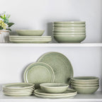 AmorArc Ceramic Dinnerware Sets,Handmade Reactive Glaze Stoneware Plates and Bowls Set,Highly Scratch Resistant | Dishwasher & Microwave Safe,Service for 6 (18pc)
