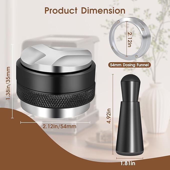 54mm Espresso Accessories Kit, Coffee Distributor and Tamper Leveler, WDT Tool and Dosing Funnel Set Fits Breville 54 mm Espresso Machines and Portafilters