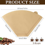 200 Count Unbleached Coffee Filters Natural Brown Cone Coffee Filter Paper for 3–8 Cup Drip Coffee Maker, Disposable Paper Coffee Filters for Pour Over Brewer & Coffee Machine