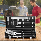 Grilljoy BBQ Accessories Grill Tools Set - 22PCS Stainless Steel Barbecue Grill Accessories for Outdoor Grill with Black Aluminum Case - Christmas Grilling Gifts for Men & Dad -Grill Tools Kit