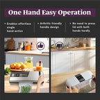 Mesliese Vacuum Sealer Machine, 95kPa 140W One Hand Operation Food Sealer, Double Seal Strip with Build-in Cutter & Countdown Display, 2 Bag Rolls, 5PCS Pre-cut Bags