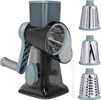 Kaishun Cheese Grater Rotary Grater Sredder Stainless Steel with Vacuum Suction Base Madonline Multi Functional Kitchen Tool Perfect for Easy Shredding and Slicing, Hands Safe Blade Black