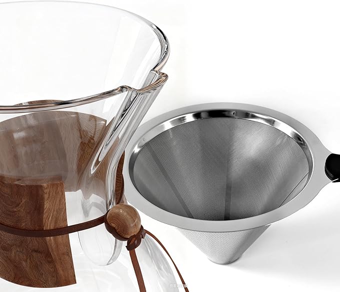 AGOGO Pour Over Coffee Maker Glass - 6/8/10 Cup Barista Kit with 304 Stainless Filter for Home, Office, Camping, Cafes - Easy Clean Coffee Dripper Set (Rag&Brush Included) (8 Cup/28 oz)