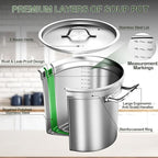 Commercial Grade Large Stock Pot - 75 QT Soup Pot with Lid - Non-Nickel Stainless Steel Stock Pots - Healthy Cookware Polished Stockpots - Heavy Duty Cooking Pots, Cookware Sauce Pots