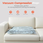 Vacuum Seal Bags for Clothing with Rechargeable Cordless Pump, 12 Pack Compression Packing Bags, Space Saver Storage for Seasonal Clothes Bedding Blanket Pillows Comforters Luggage Travel