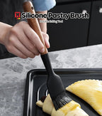 Silicone Cooking Brush with Wooden Handle: Pastry Brush, For Glazing Pastries and Basting Meats, Heat Resistant Cookware, Gentle Head & Bristle Design, BPA Free, Non-slip Grip