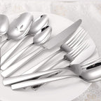 45-Piece Flatware Sets, Silverware Set for 8, Durable Stainless Steel Tableware in Ergonomic Design Size and Weight, Kitchen Utensils Set with Steak Knives, Rust-proof, Dishwasher Safe