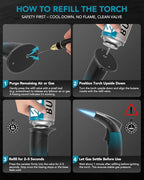 Cooking Torch Lighter - Refillable Butane Torch with Flame Lock, Adjustable Flame Mini Blow Torch Set for Cooking, Baking, Creme Brulee, Soldering (Gas Not Included)