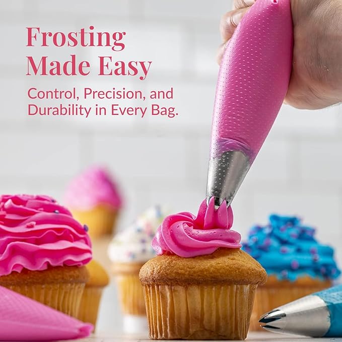Set of 200 - Anti Burst Piping Bags 12 Inch - Prestee Tipless Icing Bags - Durable Frosting Piping Bag Tools - Pastry and Cookie Decorating Supplies