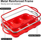Jumbo Muffin Pan with Metal Frame, 6 Cup Large Cupcake Mold with Handles, Silicone Egg Bite Baking Tray, BPA Free & Non-Stick