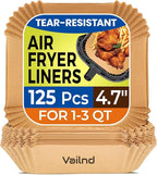 Small Air Fryer Liners Disposable, 2 QT Parchment Paper for COSORI 2.1 Qt Air Fryer, 125PCS 4.7 Inch Square Baking Paper Sheets for Mini Airfryer Basket