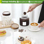 Glass Food Storage Jar with Lids Spoon Thicken Glass Coffee Canister Borosilicate Glass Food Containers for Ground Coffee Beans Nut Pasta Sugar Candy Spice Rice Loose Tea (1200ml(40oz) B)