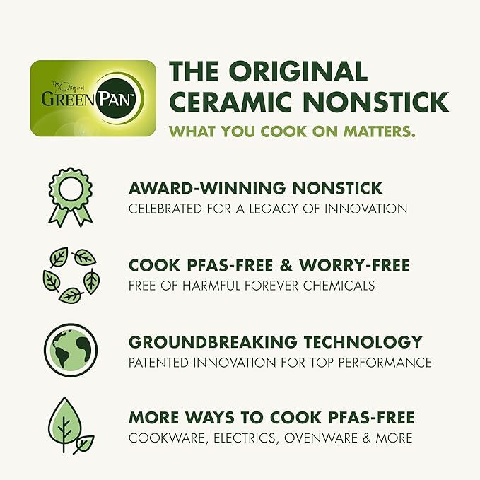 GreenPan Nonstick Reserve Pro 10 Piece Cookware Set, NSF Certified Ceramic, Hard Anodized PFAS-Free Pots & Pans Set with Lids, Stainless Steel Handles, Oven & Dishwasher Safe, Moss Green