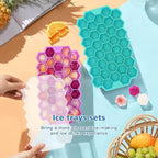 Ice Cube Trays for Freezer, 2 Pack Ice Cube Tray with Lid, Silicone Ice Cube Mold with Lid-37 Grid,Easy-Release Reusable 74 PCS Small Ice Cubes for Iced Coffee Cocktail Whisky Chocolate Soup Food