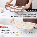 CAKETIME Silicone Muffin Pans for Baking, Metal Reinforced Frame Jumbo 6 Cups & Regular 12 Cups Cupcake Pan Nonstick Muffin Pan for Homemade Baking Easy to Handle