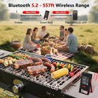 Smart Wireless Meat Thermometer – Bluetooth Digital BBQ Thermometer with Wireless Probe, USB-C Rechargeable, IP65 Waterproof – Long Range Smoker Grill Thermometer for Cooking & Roasting