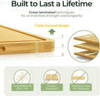 4-Pcs Natural Wood Cutting Board Set Kitchen Tools with Juice Groove, Wooden Chopping Board for Meat, Fruit, Vegetables & Cheese (Pre Oiled, Natural)