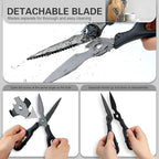 All Purpose Kitchen Scissors for Food, Heavy Duty Kitchen Shears that Come Apart Dishwasher Safe, Sharp Durable Stainless Steel Scissors for Meat, Soft Grip Comfort Handle,Titanium Plated Black