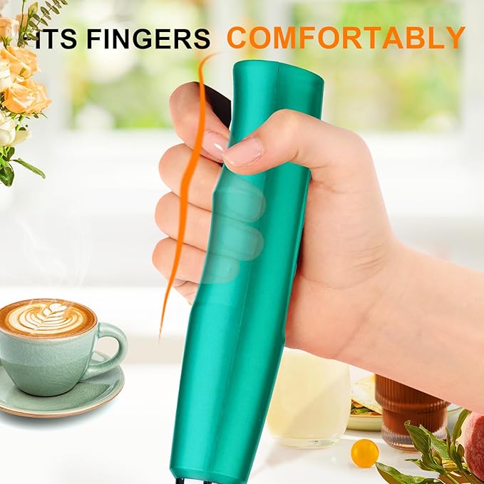 YUSWKO Handheld Milk Frother for Coffee, Rechargeable Drink Mixer with 3 Heads 3 Speeds Electric Coffee Frother For Latte, Cappuccino, Hot Chocolate, Egg