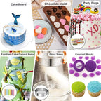 Gawren-H&E Cake Decorating Kit, 678pcs Cake Decorating Supplies Tools Kit with Cake Carrier,Rotating Turntable,Piping Bags and 74 Tips set,Cake Pan Set,Cake Baking Supplies for Beginners/Professional