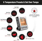 ThermoPro TP16S Digital Meat Thermometer for Cooking and Grilling, BBQ Food Thermometer with Backlight and Kitchen Timer, Grill Temperature Probe Thermometer for Smoker, Barbecue, Oven, Baking,Oil