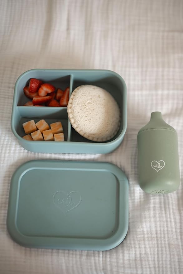 Ullabelle Leak Proof Bento Box Food-Grade Silicone Bento, BPA, Phthalate, Lead, & PVC Free - Bento Lunch Box for Daycare, Kids, & Adults - Leak Resistant Sets With Lids Snack Box Container (Blue)