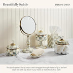 MACKENZIE-CHILDS Sterling Check Kitchen Canister, Decorative Gray-and-White Glass Storage Jar with Lid, Medium