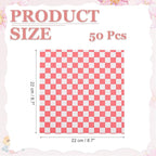 PATIKIL 8.7" x 8.7" Waxed Paper Sheets, 50Pcs Square Pattern Oil-absorbing Dry Food Wrapping Paper for Bakery Coffee Shop Home Baking Kitchen DIY, Red