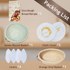 Banneton Bread Proofing Basket Set,Cotton Rope Sourdough Banneton Basket Oval Round, 10 inch Sourdough Bread Baking Supplies with 4 Liners, Handmade Proofing Bowls for Artisan Bakers Starter
