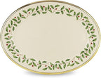 Lenox Serveware, Holiday Serving Platter, Oval Shape, 13-Inch, Ivory, Porcelain Material, Dishwasher Safe, Turkey Platter for Thanksgiving, Winter Hosting, Christmas Serving (Multicolor, 1 Piece)