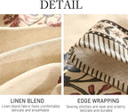 ISAENNE Designer Linen Light Beige Long Table Cloth Rectangle,French Colorful Floral Tablecloth,Stain Resistant Decor Tablecloths for Dining Thanksgiving Christmas Kitchen,63"*102"-Helena E