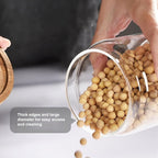 Glass candy Containers - 16oz kitchen Glass Airtight Storage jar With Acacia Airtight Lid，for kitchen Seasoning, coffee bean, tea, suger, herbs (9)