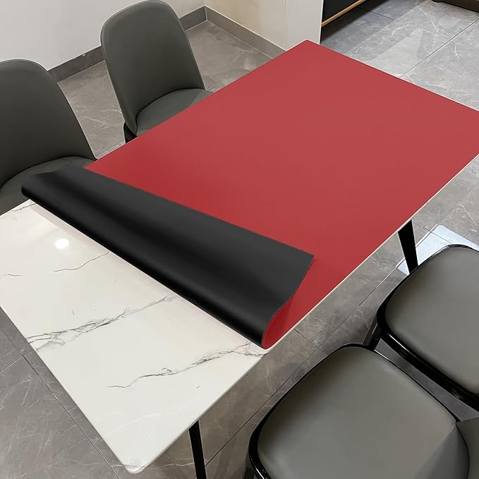 Leather Table Cover,1.8mm Thick,42x66 Inch Table Protector,Table Protector for Dining Room Table,Dining Table Cover,Table Cover Protector,Dining Table Cover Protector(Black+Wine Red,42x66)