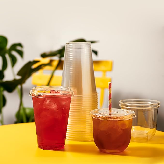 TOSSWARE NATURAL Arc - Plant Based Cups 12 oz - Plastic Alternative Cups for Parties, Bachelorettes, Weddings - Recyclable Clear Cold Cups - Set of 1000, 12oz