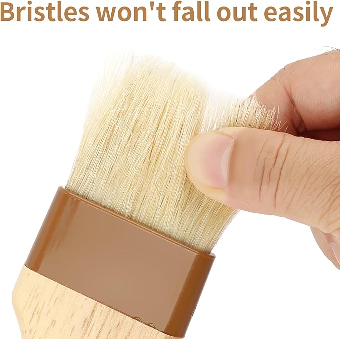 4 Pcs Natural Bristle Pastry Brush, Beech Wooden Handle Basting and BBQ Brushes for Cooking, Butter, Oil, Marinade, Grilling & Baking, Kitchen Food Brush (1 inch & 1.5 inch)
